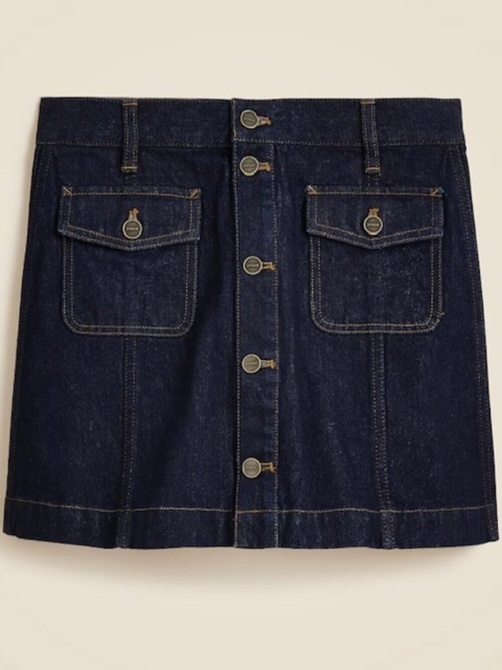 Patch-pocket denim mini skirt in Rinse wash